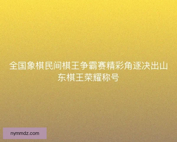 全国象棋民间棋王争霸赛精彩角逐决出山东棋王荣耀称号