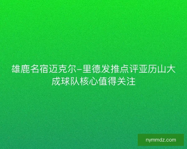雄鹿名宿迈克尔-里德发推点评亚历山大成球队核心值得关注