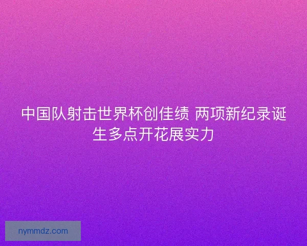 中国队射击世界杯创佳绩 两项新纪录诞生多点开花展实力